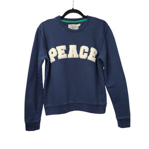 Tory Sport Letterman Crewneck Cotton "PEACE" Sweater Size Medium